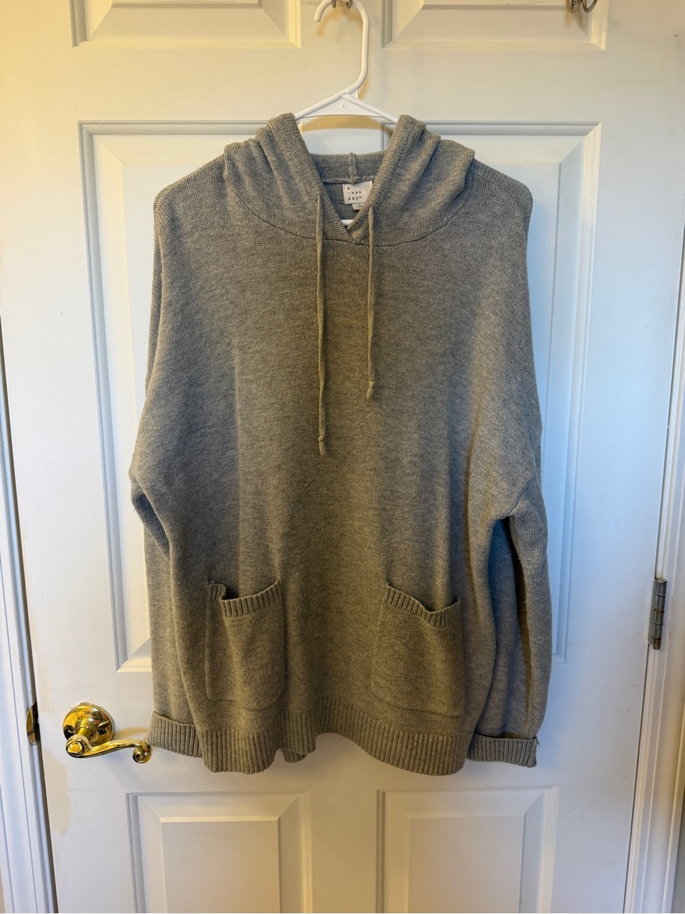 🩷 a new day Grey Women's Knit Hooded Pullover Sweater - Light Gray Size M 🩷
